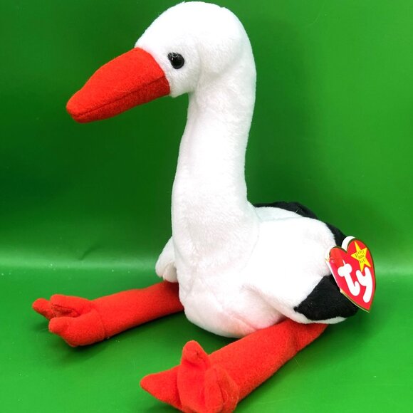 Ty Beanie Baby Lot 5 Piece Bundle Frog Seahorse Ostrich Stork Walrus Collection - Picture 5 of 16